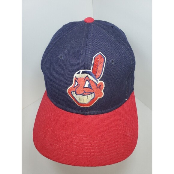 Vtg Cleveland Indians Chief Wahoo Logo Baseball Hat Wool MLB Snapback Cap Sz 7 - Picture 2 of 10